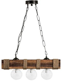 Φωτιστικό Οροφής - Ράγα Ut-8X8 Wood-Chain 31-1344 Χωνευτά Ντουί 3/Ε27 60x9x60cm Brown-Black Heronia