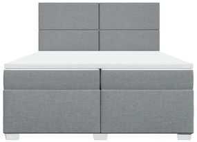 Κρεβάτι Boxspring με Στρώμα Ανοιχτό Γκρι 200x200 εκ. Υφασμάτινο - Γκρι