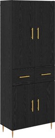 vidaXL Highboard Μαύρη Οξυά 69,5 x 34 x 180 εκ. Επεξεργασμένο ξύλο