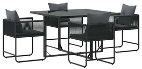 vidaXL Σέτ φαγητού για κήπο 5 pcs Μαύρο Ατσάλι