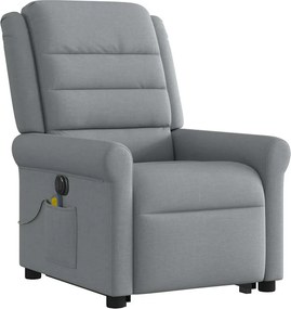 vidaXL Πολυθρόνα Μασάζ Ηλεκ. Ανακλινόμενη Ανύψωση Αν. Γκρι Υφασμάτινη