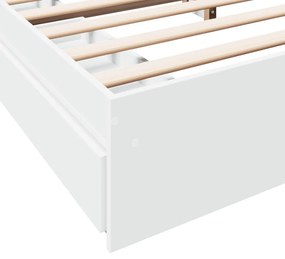 Πλαίσιο Κρεβατιού με Συρτάρια Λευκό 200x200 εκ Επεξεργ. Ξύλο - Λευκό