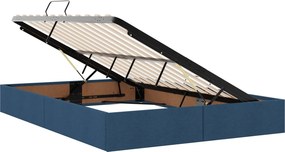 vidaXL LED Κρεβάτι αποθήκευσης με στρώμα Μπλε 140 x 200 cm Ύφασμα