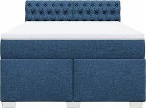 vidaXL Κρεβάτι Boxspring με Στρώμα Μπλε 160x200 εκ. Υφασμάτινο