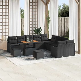 vidaXL Σετ Καναπέ Κήπου 13 pcs Μαύρο συνθετικό ρατάν