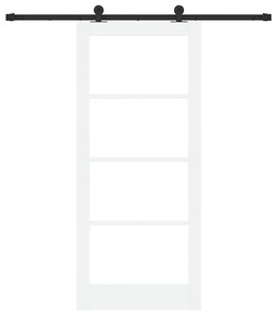 vidaXL Συρόμενη Πόρτα Λευκό 86 x 198.5 cm Ξύλο και μέταλλο