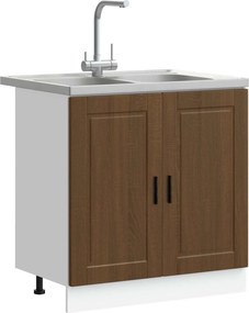 vidaXL Βάση νιπτήρα με αποθήκευση Porto 2 pcs Καφέ Επεξεργασμένο ξύλο