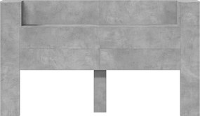 vidaXL Κεφαλάρι Ντουλάπι με LED Σκυρόδεμα 180 x 16,5 x 103,5 cm