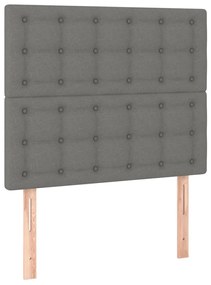 vidaXL Κρεβάτι Boxspring με Στρώμα &amp; LED Σκ.Γκρι 90x200 εκ. Υφασμάτινο