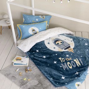 Κουβέρτα Παιδική To The Moon Βελουτέ Blue-Multi Nima Single 160x220cm Βελούδο,Polyester