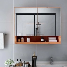 Καθρέφτης Μπάνιου με Ντουλάπι/LED Χρώμα Δρυός 80x15x60 εκ. MDF - Καφέ