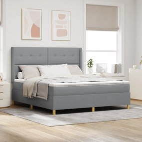 vidaXL κρεβάτι Box Spring με στρώμα γκρι φωτεινό 180x200 εκ. υφάσματος
