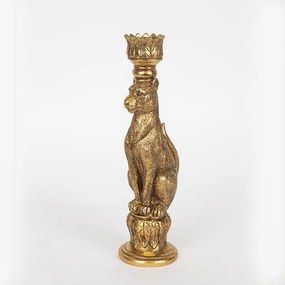 Κηροπήγιο Λεοπάρδαλη 752-26046 8x7x25cm Antique Gold Estheti Home Polyresin
