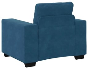 vidaXL Καναπές 3 pcs Μπλε Ύφασμα μείγματος λινών