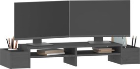 vidaXL Βάση Οθόνης Γκρι 100x27,5x15 εκ. από Μασίφ Ξύλο Πεύκου