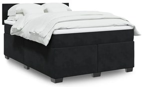 vidaXL Κρεβάτι Boxspring με Στρώμα Μαύρο 140x190 εκ. Βελούδινο