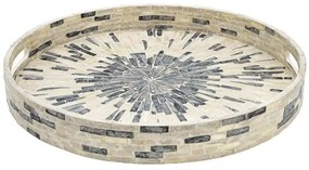 Διακοσμητικός Δίσκος Με Κοχύλια 944-124-008 35x35x4cm Grey-White Bamboo