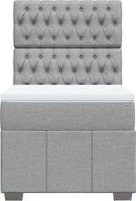 vidaXL Κρεβάτι Boxspring με Στρώμα Ανοιχτό Γκρι 90x190 εκ. Υφασμάτινο
