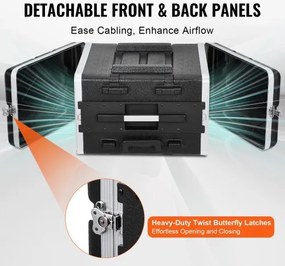 VEVOR 6U Rack Case Server Rack Cabinet 19 in Depth with ABS Construction Handle