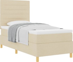 vidaXL Κρεβάτι με ελατήρια με στρώμα Κρεμ 100 x 200 cm ύφασμα