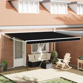 vidaXL Χειροκίνητη Ανασυρόμενη Τέντα Μαύρη 450x300 εκ.