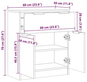 Μπουφές Αρτισιανή Δρυς 60 x 30 x 70 εκ. από Επεξεργασμένο Ξύλο - Καφέ