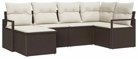 vidaXL Σετ Καναπέ Κήπου 6 pcs Καφέ, Κρέμα Πολυ rattan, βαμμένο ατσάλι