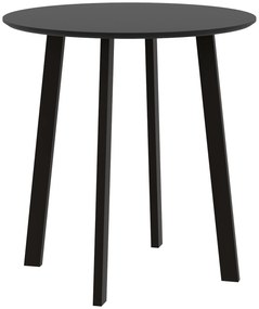 Τραπέζι τραπεζαρίας για 2 άτομα, λευκή επιφάνεια, μεταλλικά πόδια με τάπες, Ø72 x 75Υ cm, μαύρο χρώμα