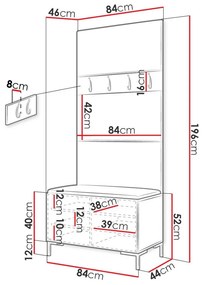 Σετ διαδρόμου Hartford F102, 196x84x46cm, 32 kg, Μαύρο, Οικολογικό δέρμα, Πλαστικοποιημένη μοριοσανίδα, Εντοιχισμένη, Τοίχου | Epipla1.gr