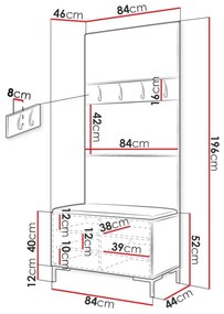 Σετ διαδρόμου Hartford F102, 196x84x46cm, 32 kg, Μαύρο, Οικολογικό δέρμα, Πλαστικοποιημένη μοριοσανίδα, Τοίχου, Εντοιχισμένη | Epipla1.gr