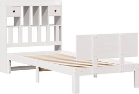 vidaXL Κρεβάτι Βιβλιοθήκη Χωρίς Στρώμα Λευκό 75x190 εκ Μασίφ Πεύκο