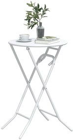 vidaXL Πτυσσόμενο Τραπέζι Κήπου Λευκό Ø50x72 cm Ατσάλι