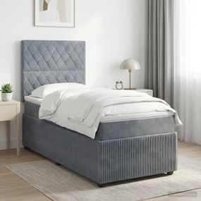 vidaXL Κρεβάτι box spring με στρώμα Σκούρο Γκρι 80 x 200 cm Βελούδο