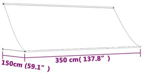 Τέντα Συρόμενη Κρεμ 350 x 150 εκ. από Ύφασμα και Ατσάλι - Κρεμ