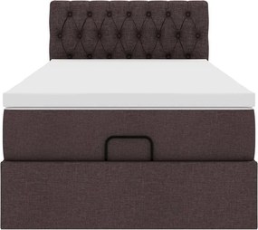 vidaXL Οθωμανικό κρεβάτι με στρώμα σκούρο καφέ 100x200cm ύφασμα