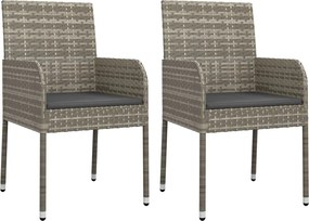 vidaXL Σετ Τραπεζαρίας Κήπου 7 τεμ. Γκρι Συνθ. Ρατάν με Μαξιλάρια