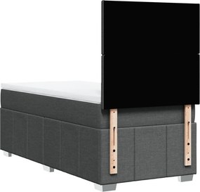 vidaXL Κρεβάτι Boxspring με Στρώμα Σκούρο Γκρι 90x190 εκ. Υφασμάτινο