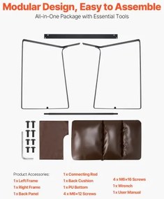 VEVOR Accent Chair Modern PU Leather Armchair with Metal Frame Living Room Brown