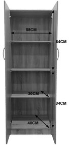 Ντουλάπα δίφυλλη Athos pakoworld σε λευκή απόχρωση 60x42x180εκ