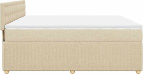 vidaXL Κρεβάτι Boxspring με Στρώμα Κρεμ 180x200 εκ. Υφασμάτινο