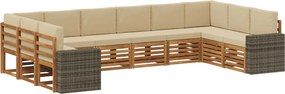 vidaXL Σειρά Καναπέ Εξωτερικού 10 pcs Φυσικό και Μπεζ Πολυεστέρας