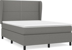 vidaXL Κρεβάτι Boxspring με Στρώμα Σκούρο Γκρι 140x190 εκ. Υφασμάτινο