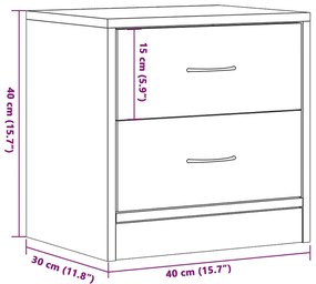 Κομοδίνο Μαύρο Δρυς 40 x 30 x 40 εκ. από Επεξεργασμένο Ξύλο 862004