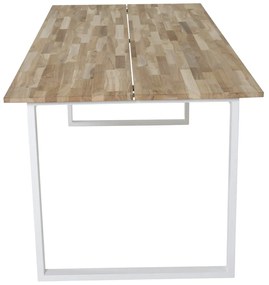 Τραπέζι Dallas 141, Άσπρο, Ανοιχτό καφέ, 75x90x200cm, 10 kg, Ξύλο, Μέταλλο, Ξύλο: Ξύλο Teak | Epipla1.gr