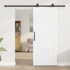 vidaXL Συρόμενη Πόρτα με Σετ Υλικών 'ORKDAL' Λευκό Συμπαγές Ξύλο Πεύκου