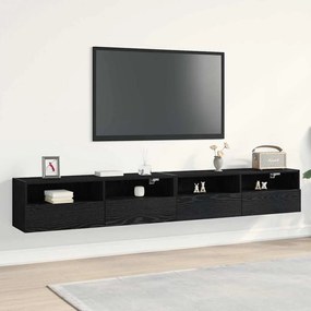 vidaXL Ντουλάπια Τηλεόρασης 2 τεμ Μαύρο Δρυς 100x30x30 cm Επεξεργασμένο Ξύλο