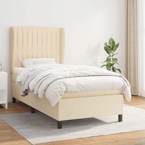 vidaXL Κρεβάτι Boxspring με Στρώμα Κρεμ 100 x 200 εκ. Υφασμάτινο