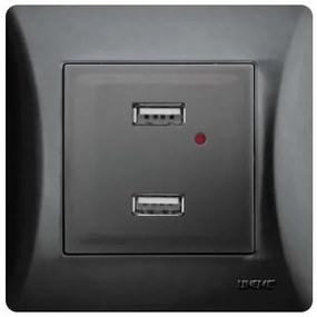 Πρίζα USB 2 Θύρες Μαύρο H-Series 50-00139-2 Lineme 50-00139-2