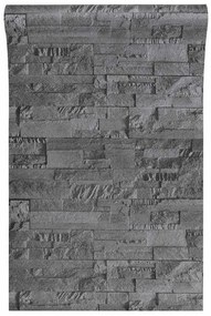 vidaXL Ταπετσαρία 3D με Σχέδιο Πέτρας Μαύρη 10x0,53μ Non-woven