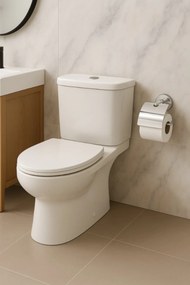 Χαρτοθήκη τουαλέτας με κολλητικό και κάλυμμα από χρώμιο Μπεζ